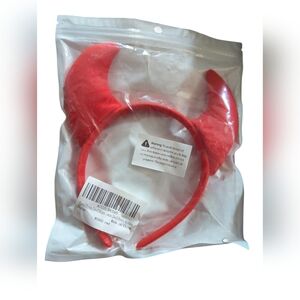 Red Devil Horns Headband Women's New.